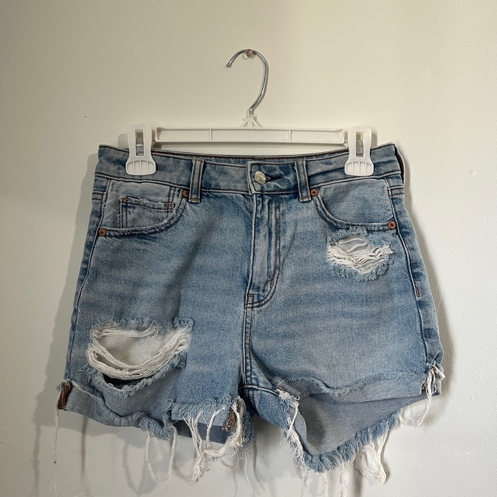 American Eagle Outfitters Blue Distressed Jean Shorts